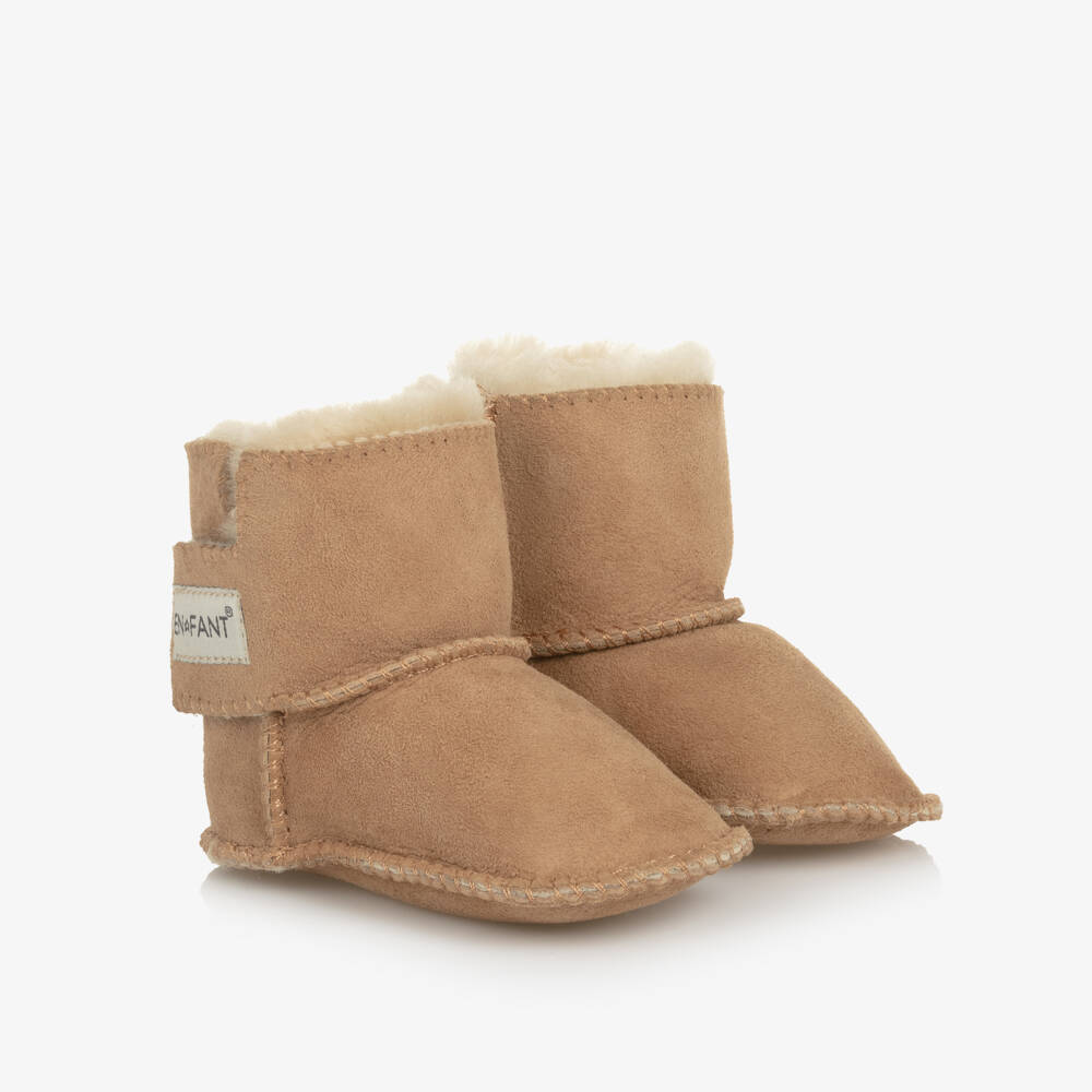EN FANT-Beige Sheepskin Baby Boots | Childrensalon
