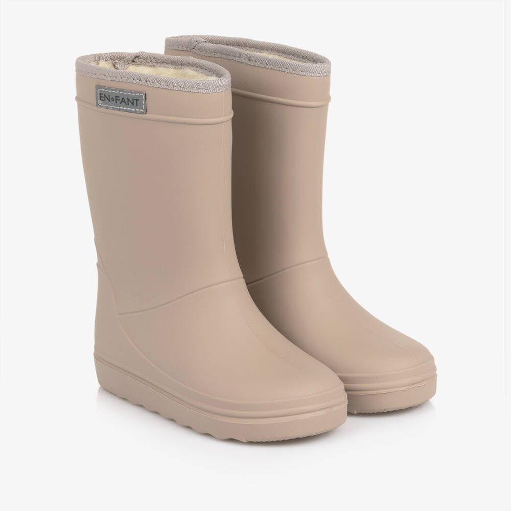 EN FANT-Beige Thermal Waterproof Rain Boots | Childrensalon