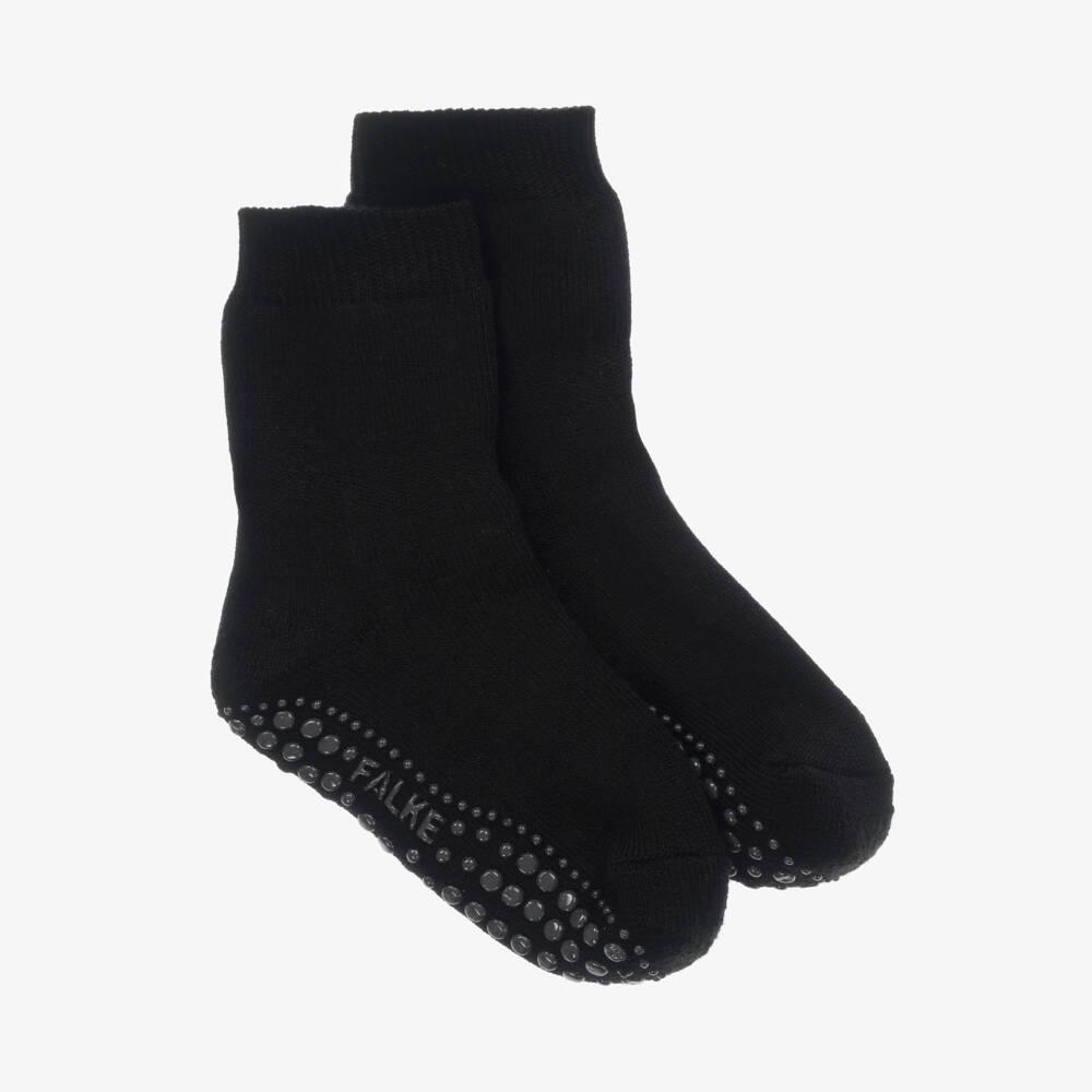 Falke-Black Cotton & Wool Slipper Socks | Childrensalon
