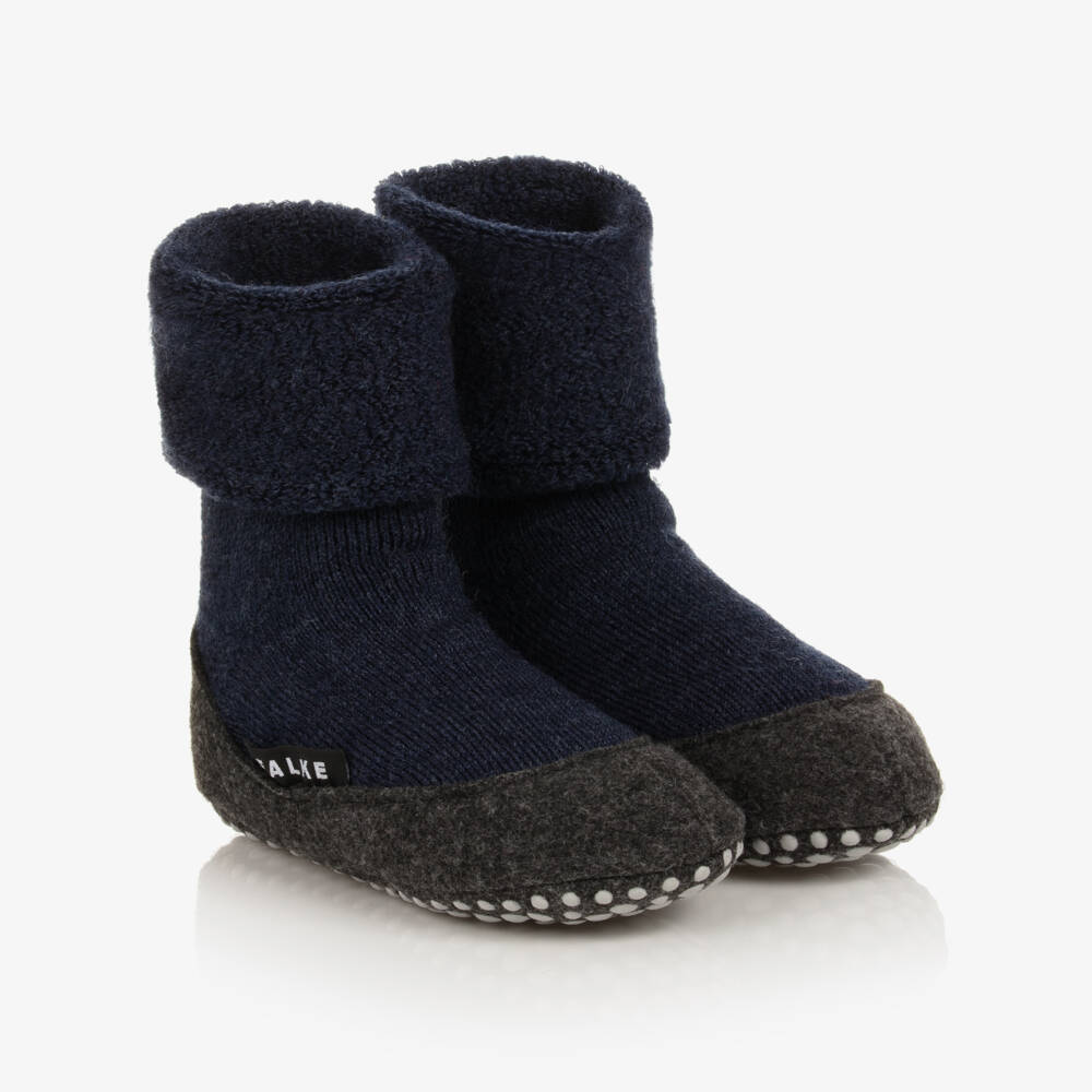 Falke-Navy Blue Wool Slipper Socks | Childrensalon