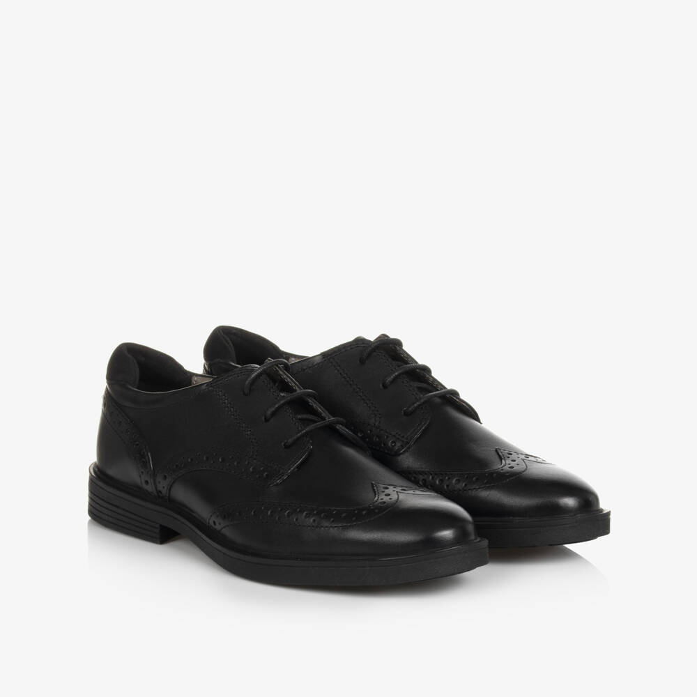 Geox-Boys Black Leather Respira Brogues | Childrensalon