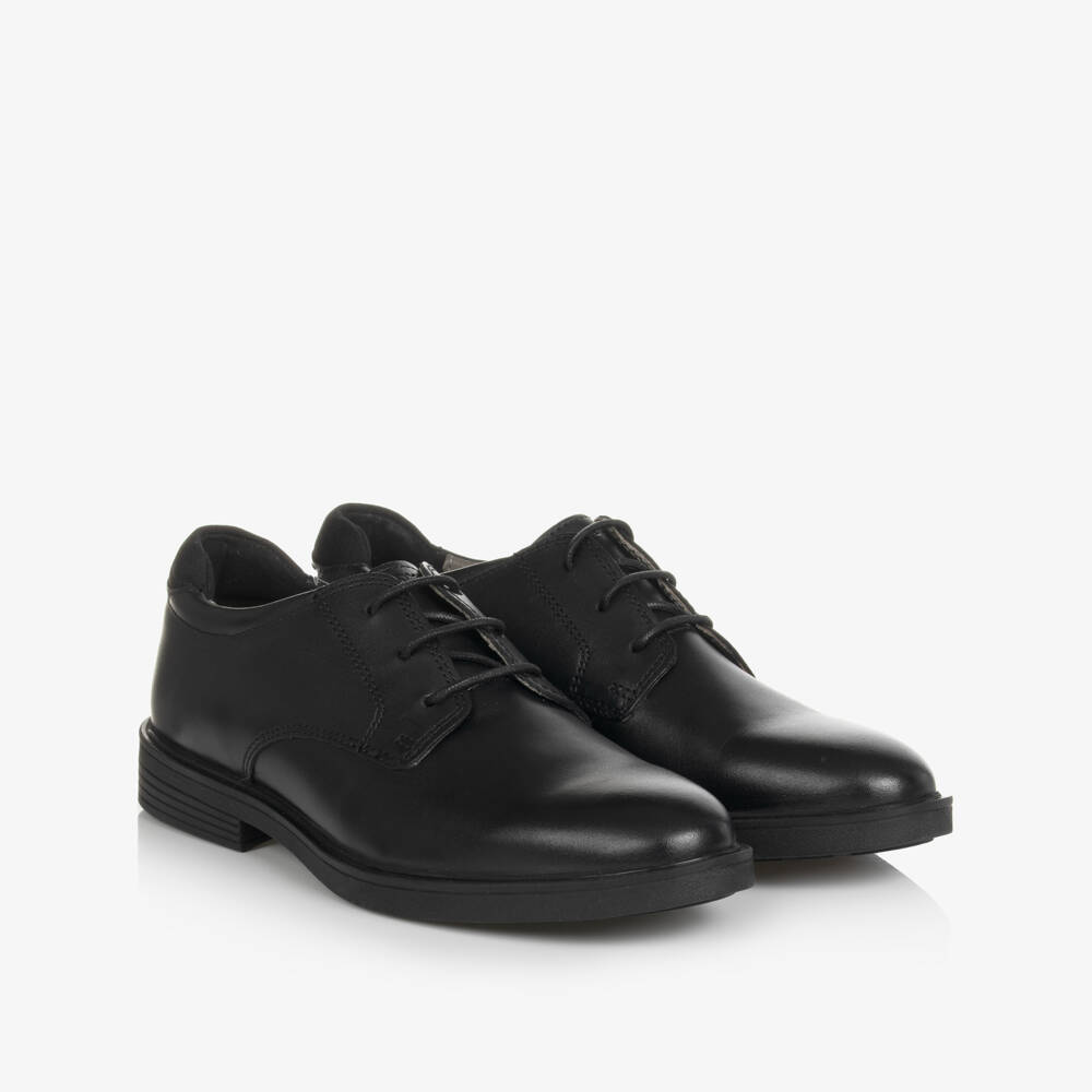 Geox-Boys Black Leather Respira Lace-Up Shoes | Childrensalon