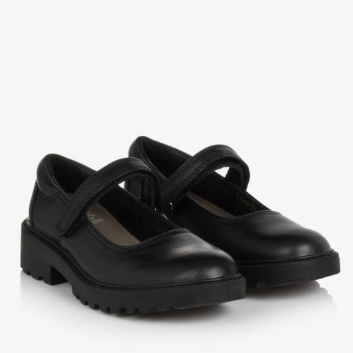 Geox-Girls Black Leather Respira Velcro Shoes | Childrensalon