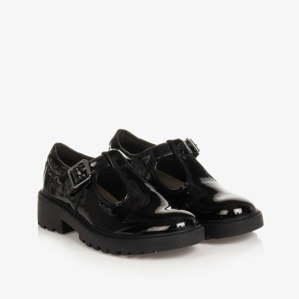 Geox-Girls Black Patent Faux Leather Respira Shoes | Childrensalon