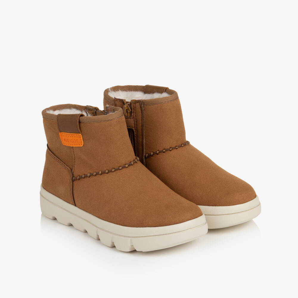 Geox-Girls Brown Faux Suede Respira Boots | Childrensalon