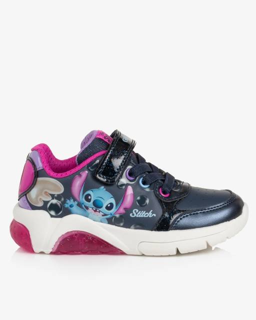 Geox-Girls Navy Blue Disney Light-Up Trainers with Stitch | Childrensalon