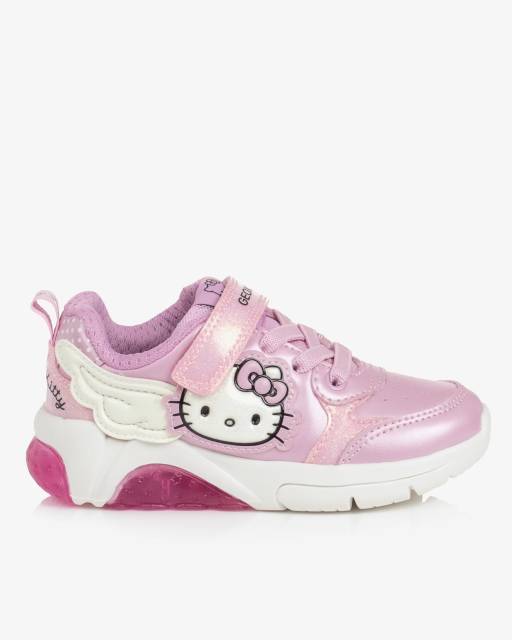 Geox-Girls Pink Hello Kitty Trainers with Light Up Soles | Childrensalon