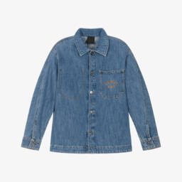 Boys Blue Denim Jacket with Embroidered Logo Pocket