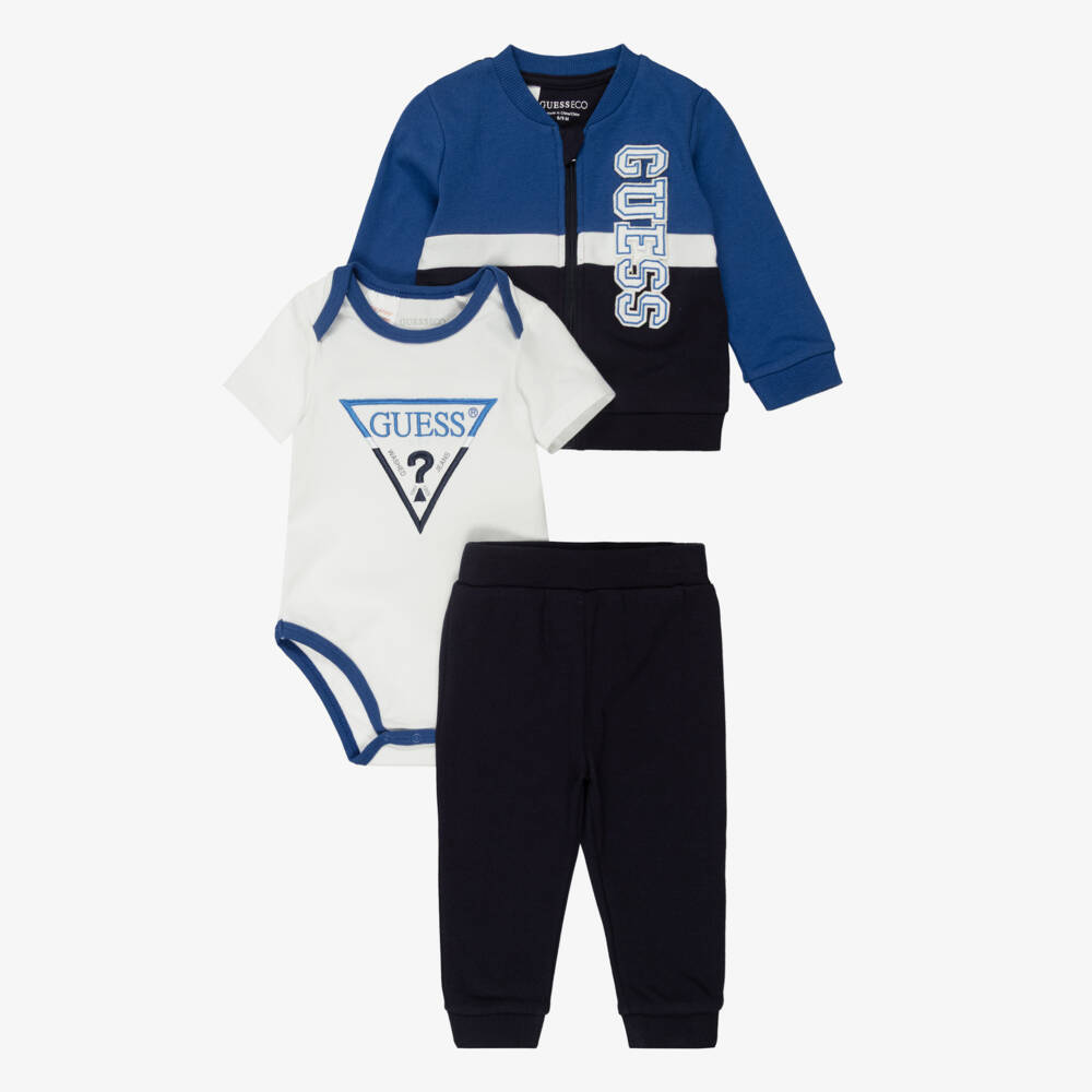 Guess-Baby Boys Blue Cotton Tracksuit Set | Childrensalon