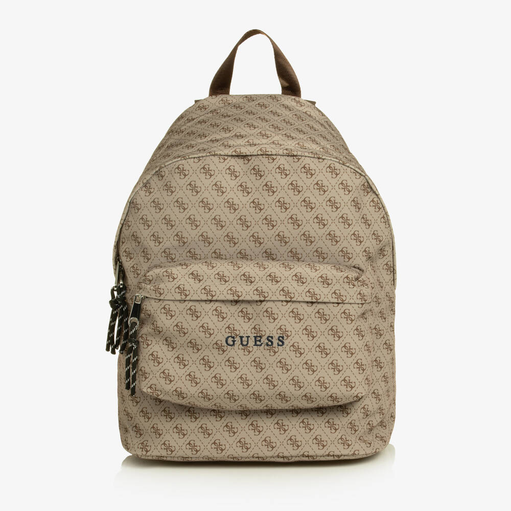Guess-Beige Backpack with 4g Print (40cm) | Childrensalon