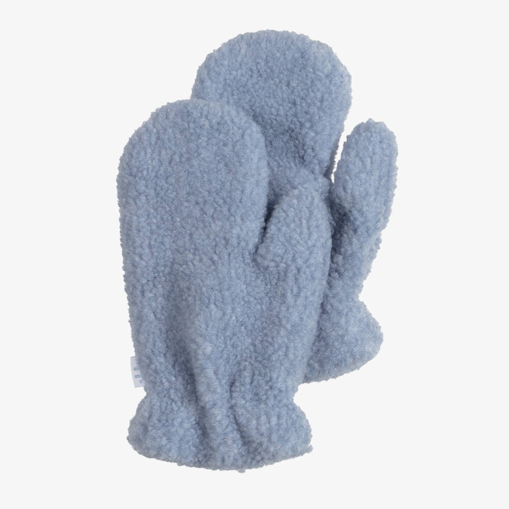 Il Gufo-Blue Sherpa Fleece Mittens | Childrensalon