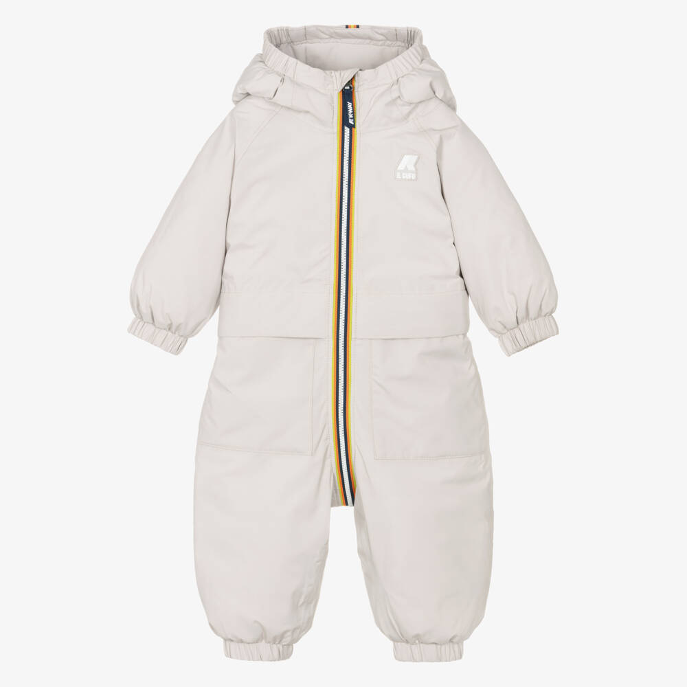 Il Gufo-Pale Beige K-Way Padded Baby Snowsuit | Childrensalon