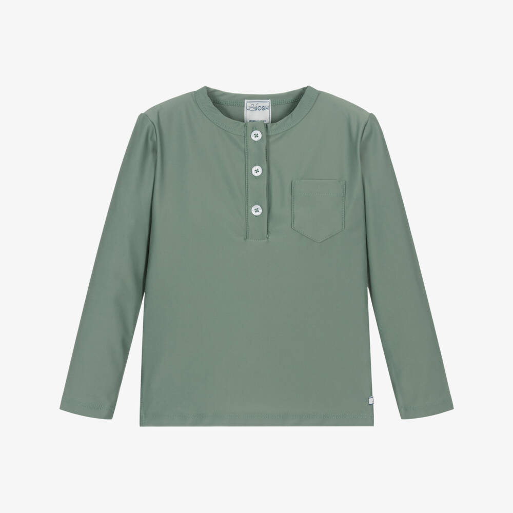 J&Josh-Boys Khaki Green Sun Protective Swim Top (UPF50+) | Childrensalon