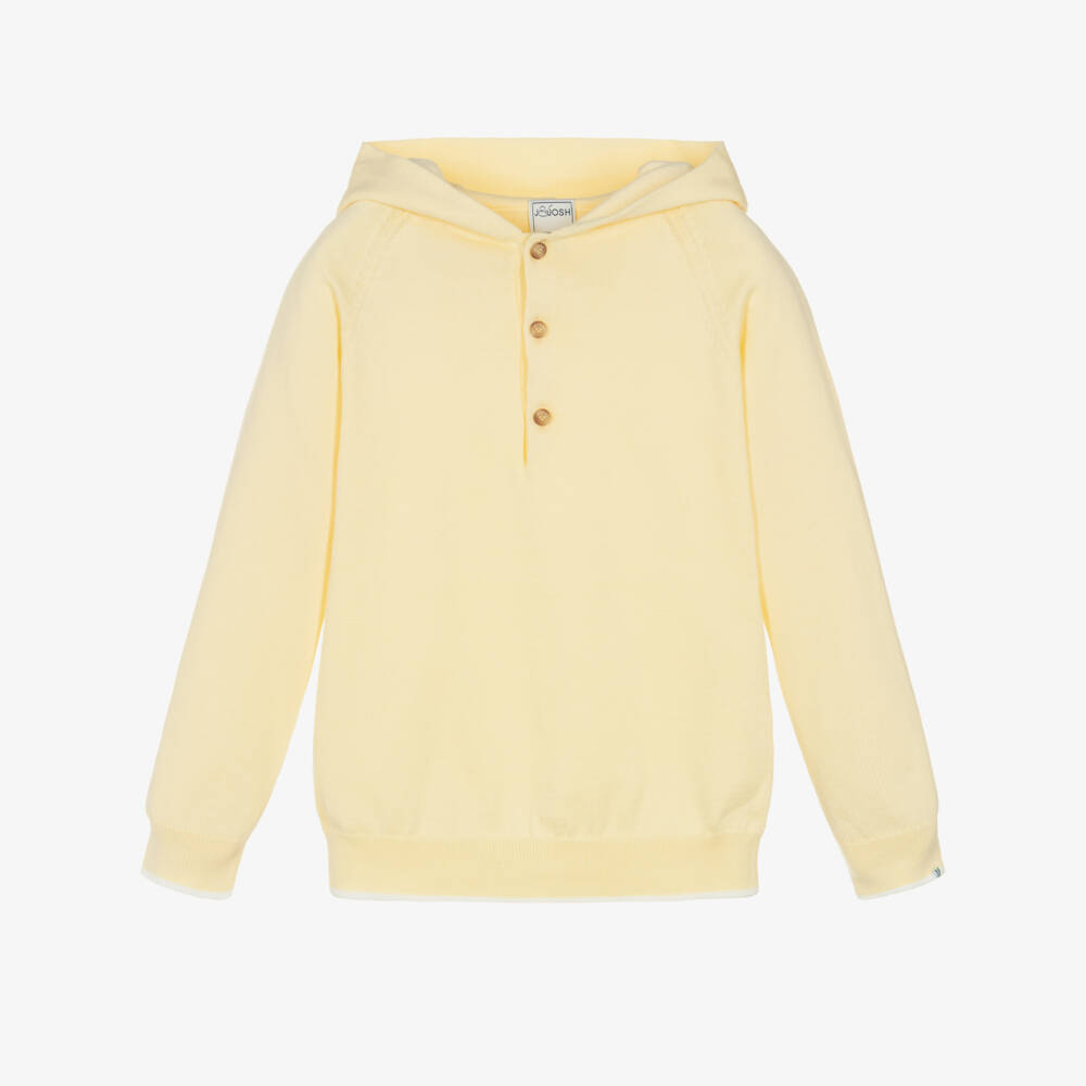 J&Josh-Boys Yellow Cotton Knit Hoodie | Childrensalon