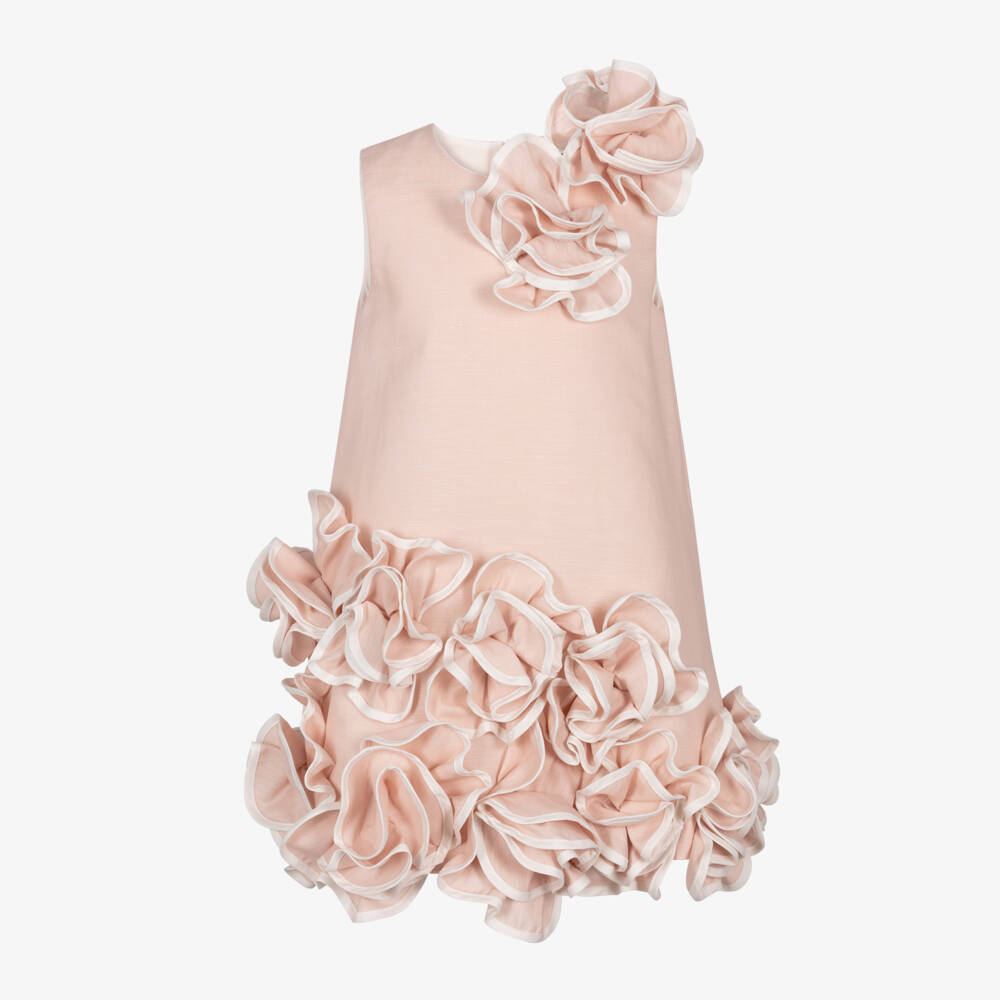 Jessie and James London-Girls Pastel Pink Statement Ruffle Dress | Childrensalon