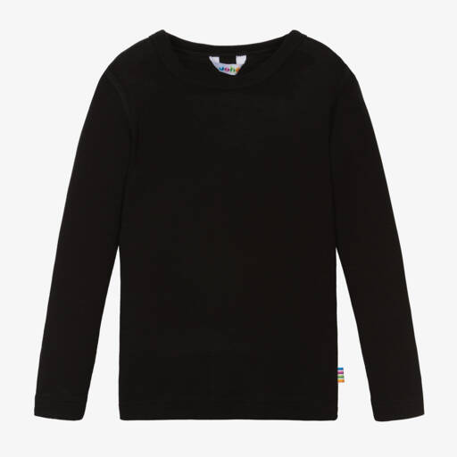 Joha-Black Thermal Merino Wool & Silk Top | Childrensalon