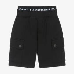 Boys Black Jersey Cargo Shorts
