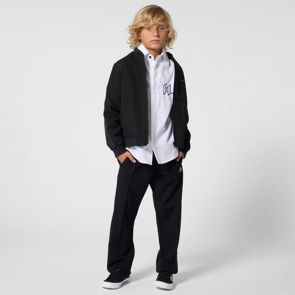 KARL LAGERFELD KIDS-Boys White Cotton Shirt with Embroidered Logo | Childrensalon