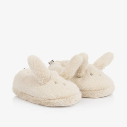 Liewood-Beige Faux Fur Bunny Rabbit Slippers | Childrensalon