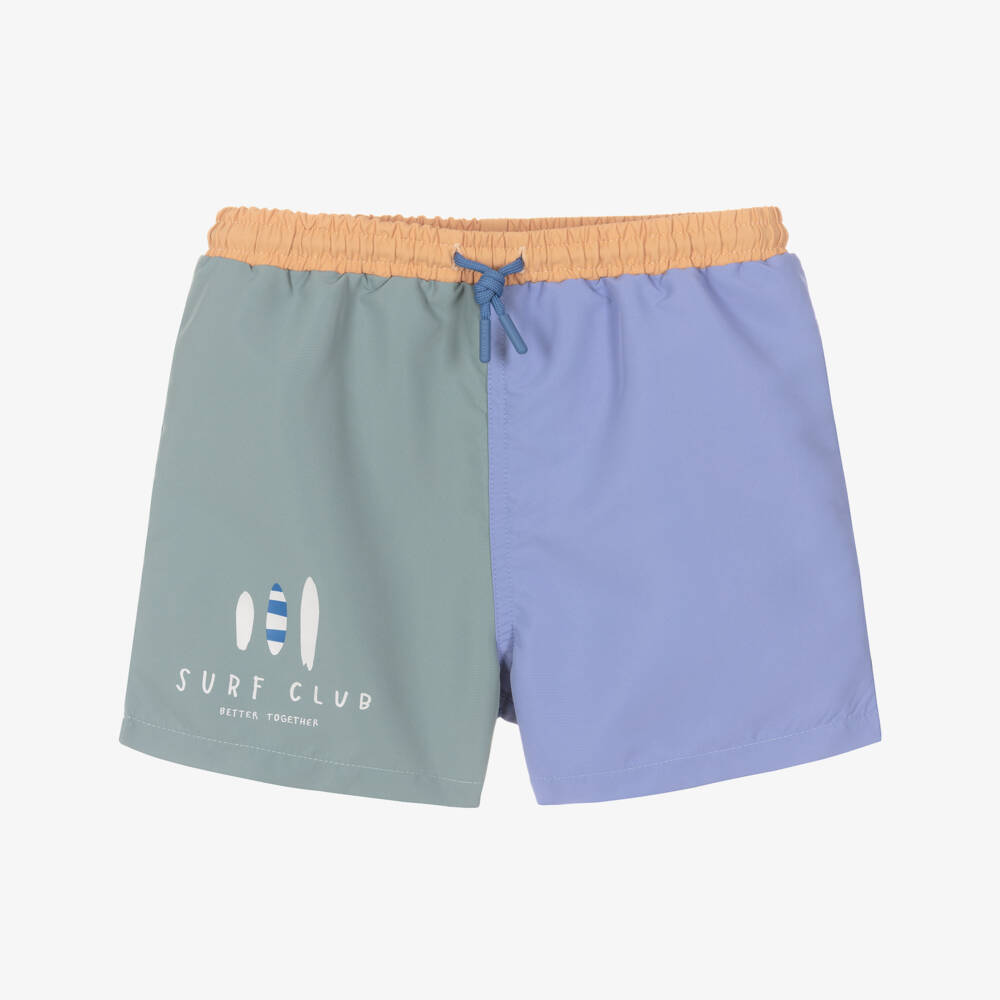 Liewood-Boys Green & Blue Colourblock Swim Shorts | Childrensalon