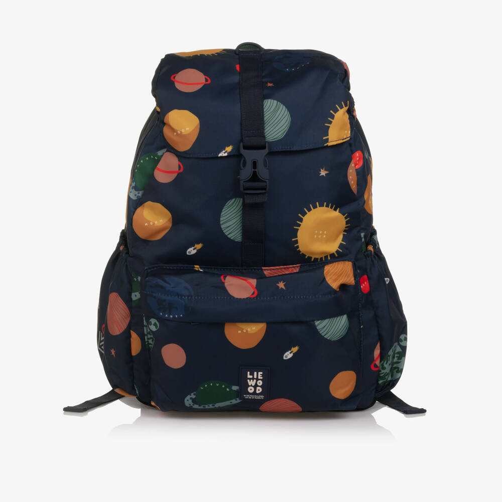 Liewood-Boys Navy Blue Planet Print Backpack (36cm) | Childrensalon