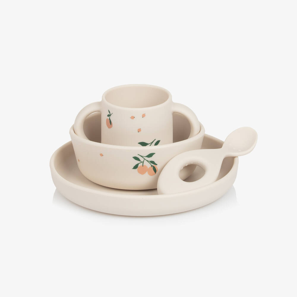 Liewood-Ivory Peach Silicone Tableware Set (4 Pieces) | Childrensalon