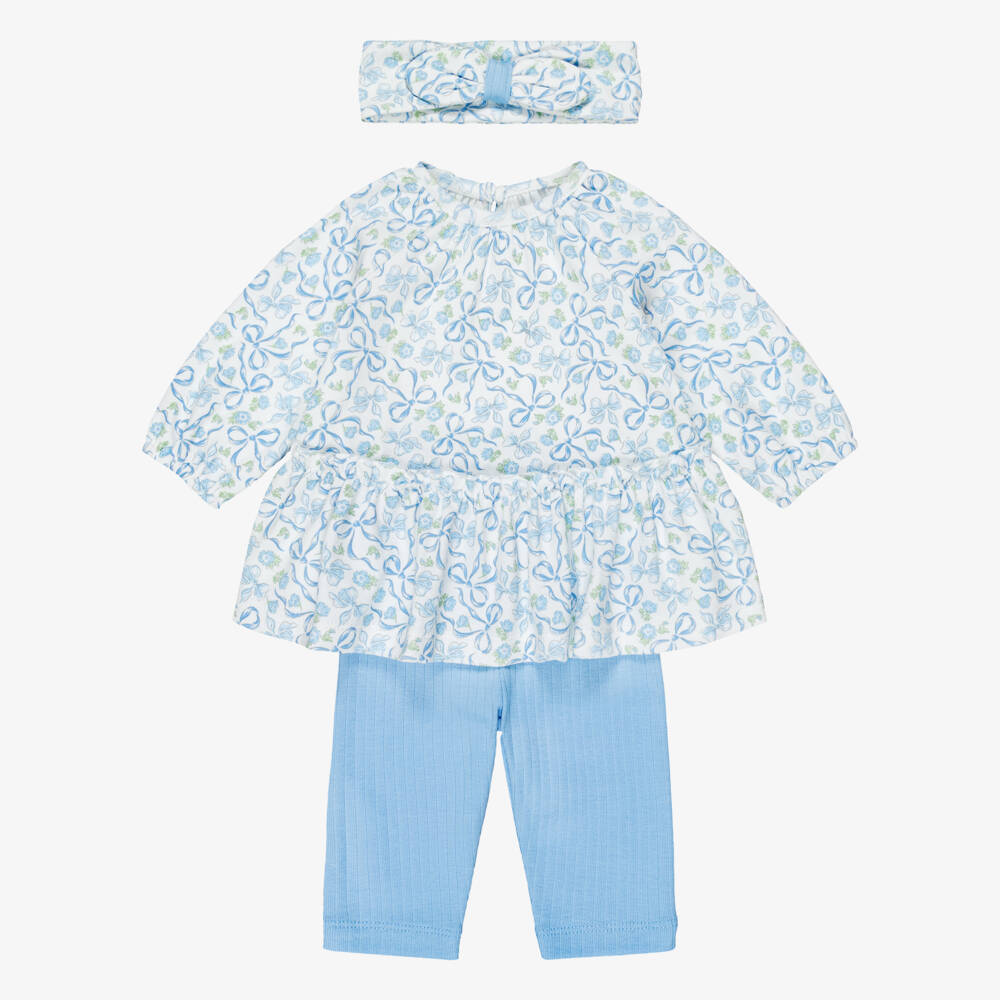 Little Me-Baby Girls Blue Bows Print Top & Legging Set  | Childrensalon
