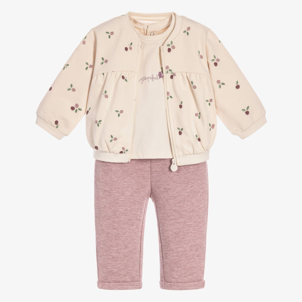Mayoral Newborn-Baby Girls Ivory & Mauve Pink Tracksuit Set | Childrensalon