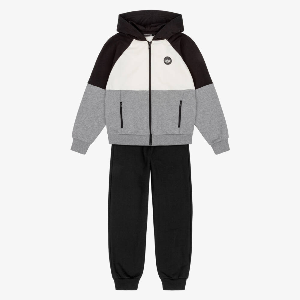 Mayoral Nukutavake-Boys Black & Ivory Colourblock Tracksuit | Childrensalon