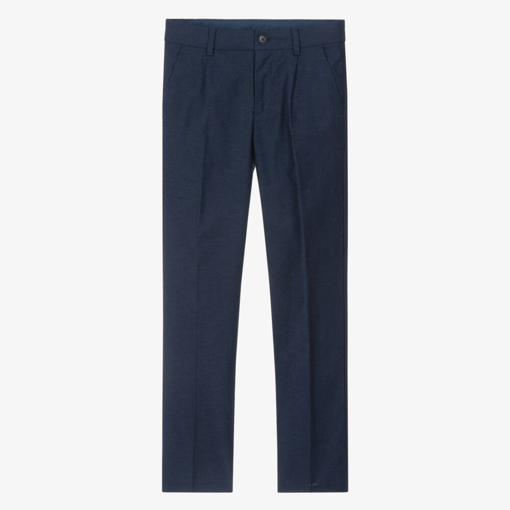 Mayoral Nukutavake-Boys Navy Blue Cotton Trousers | Childrensalon