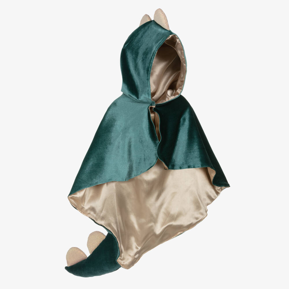 Mimi & Lula-Girls Green Velvet Dinosaur Cape | Childrensalon