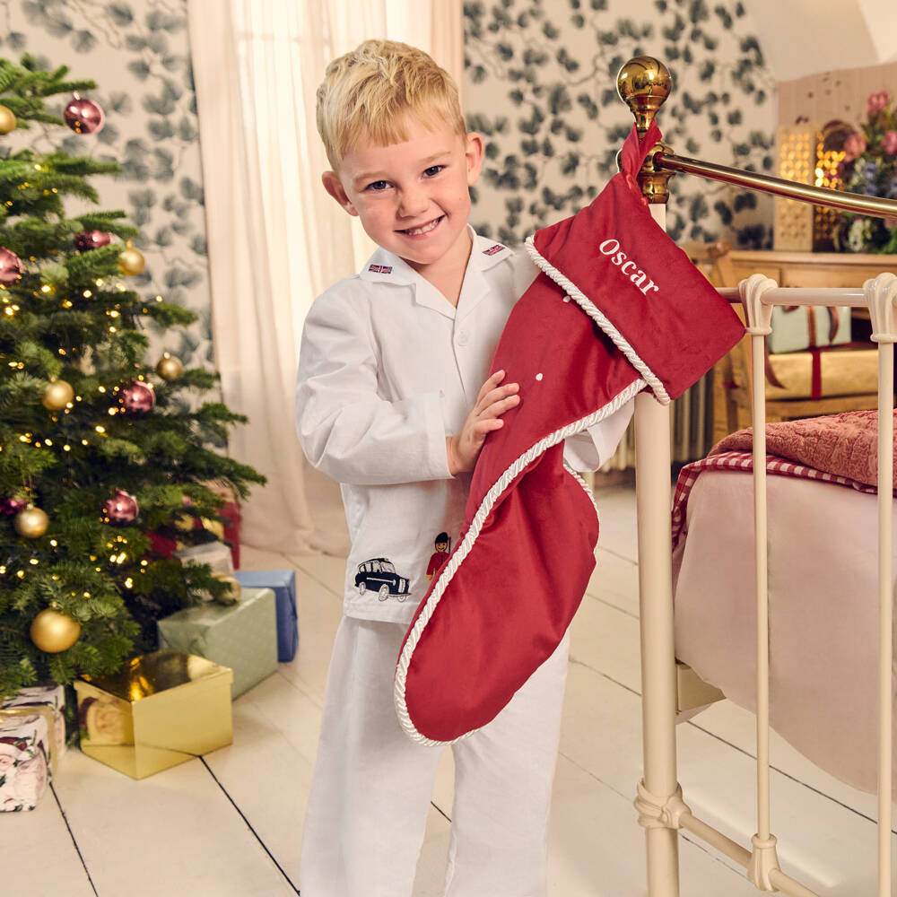 Mini Lunn-Boys White Cotton London Pyjamas | Childrensalon