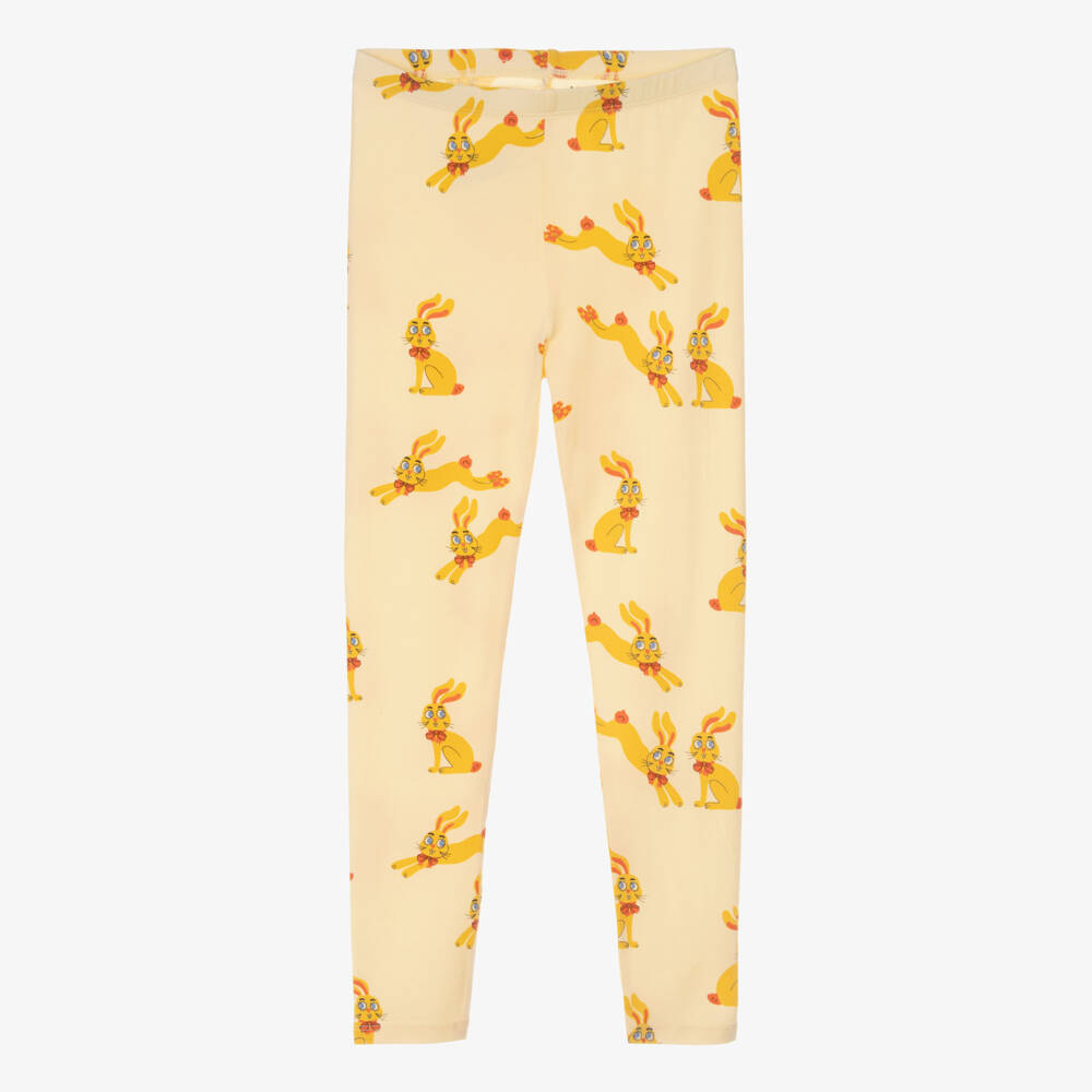 Mini Rodini-Girls Yellow Rabbit Print Leggings | Childrensalon