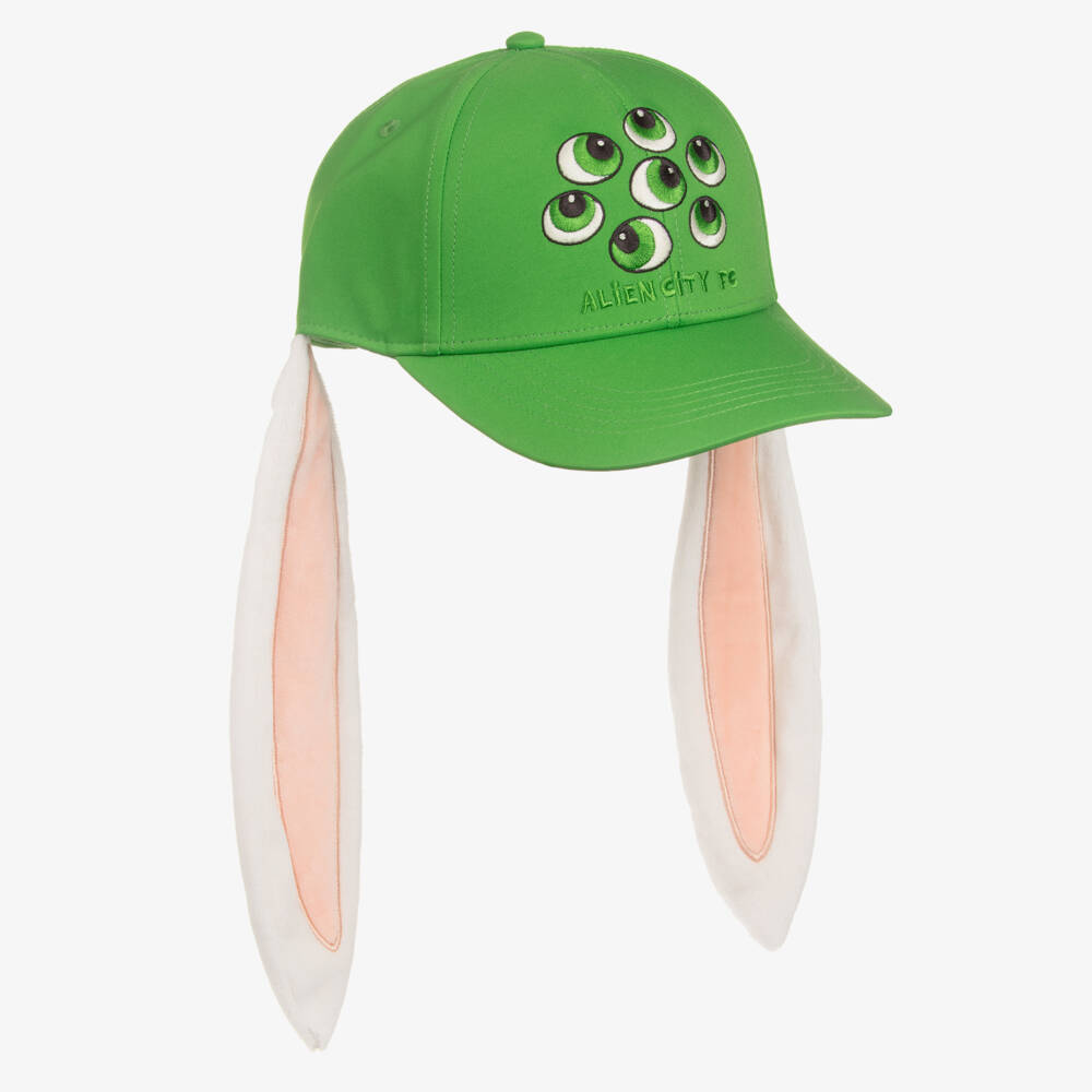 Mini Rodini-Green Alien Bunny Baseball Cap with Long Ears | Childrensalon