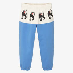 Mini Rodini-Ivory & Blue Organic Cotton Sweatshirt with Panther Prints | Childrensalon