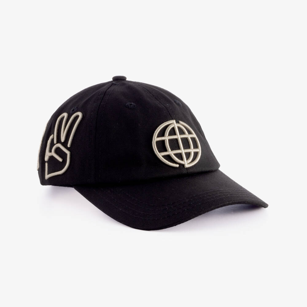 Molo-Boys Black Cap with Symbols Embroidery | Childrensalon