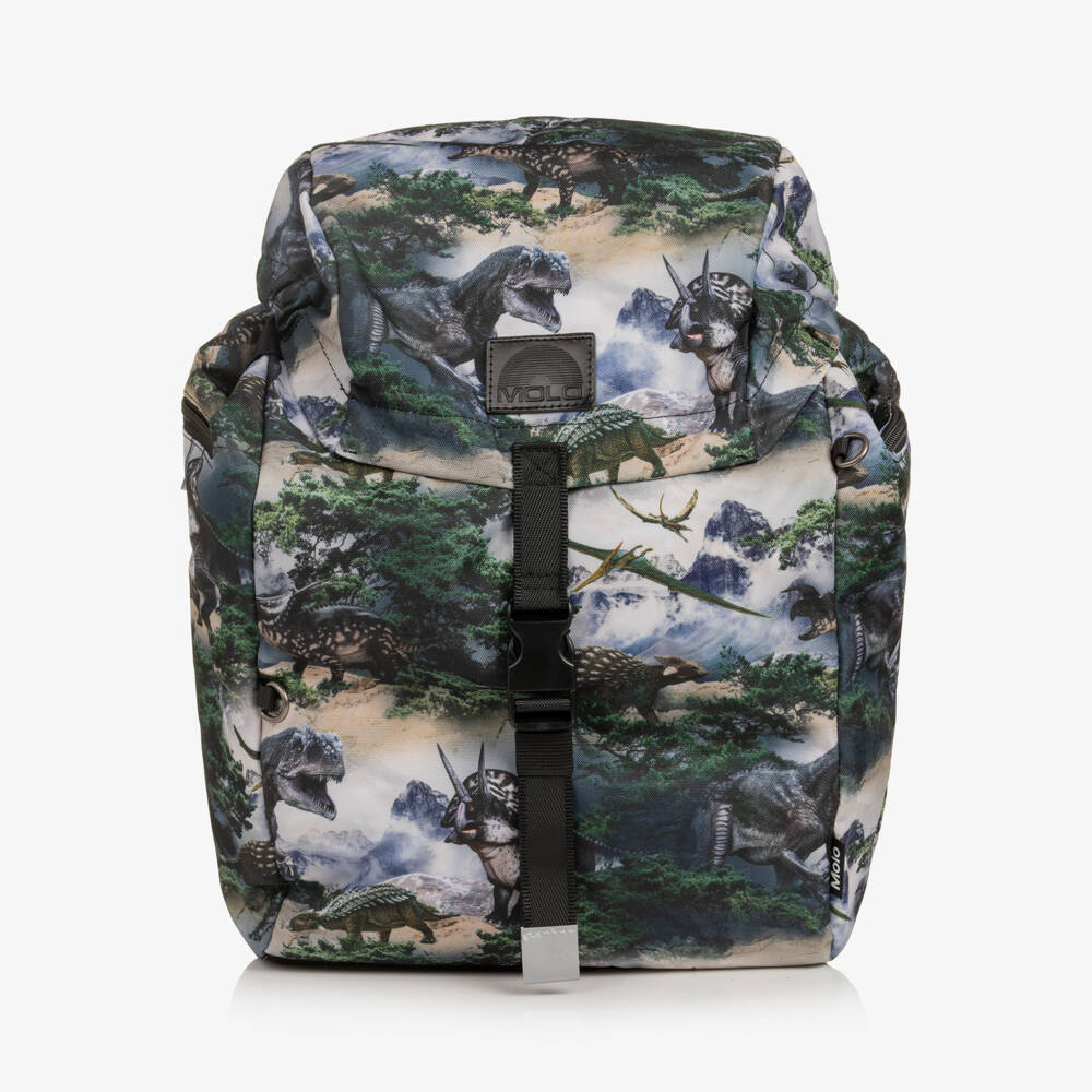 Molo-Boys Green Dinosaur Drawstring Backpack (42cm) | Childrensalon
