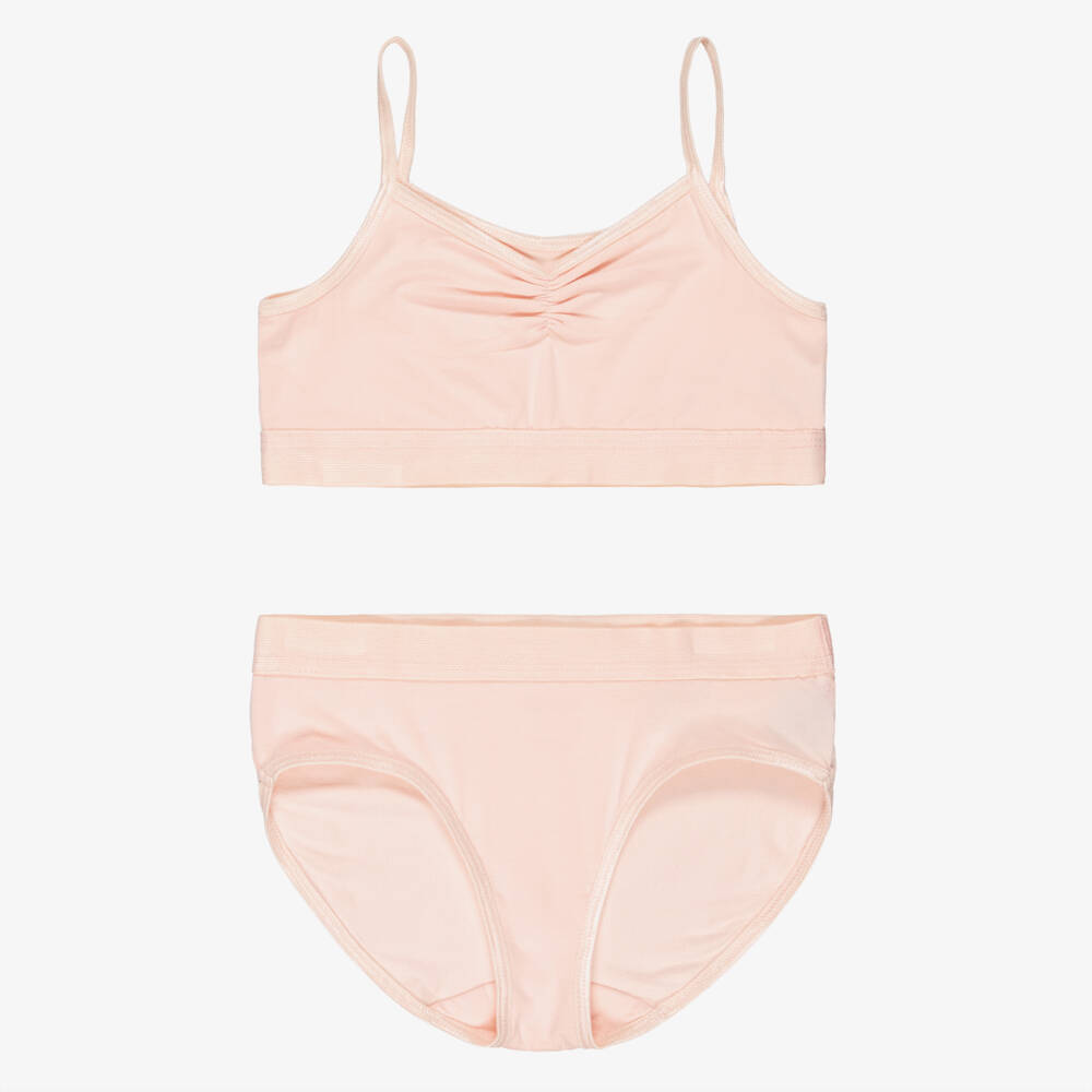 Molo-Girls Pale Pink Jersey Crop Top & Knickers Set | Childrensalon