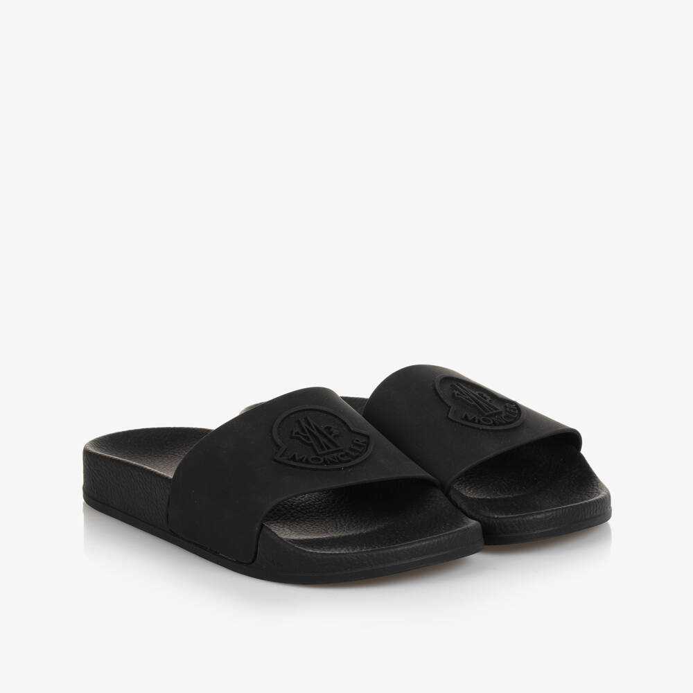 Moncler Enfant-Black Petite Basile Logo Sliders | Childrensalon