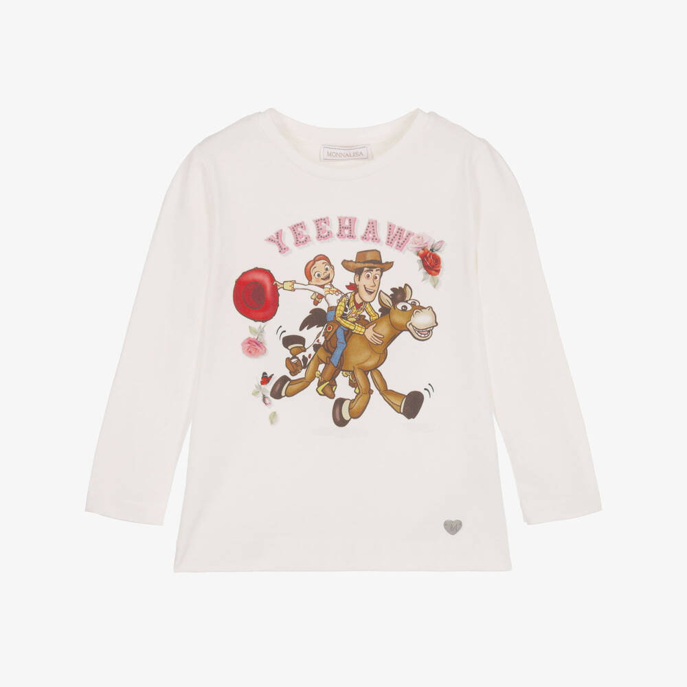 Monnalisa-Girls White Toy Story Cotton Top  | Childrensalon
