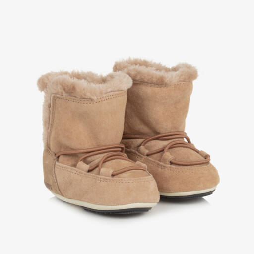 Moon Boot-Beige Suede Baby Moon Boots | Childrensalon
