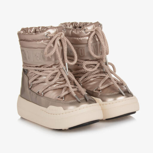 Moon Boot-Rose Gold Lace-Up Boots | Childrensalon