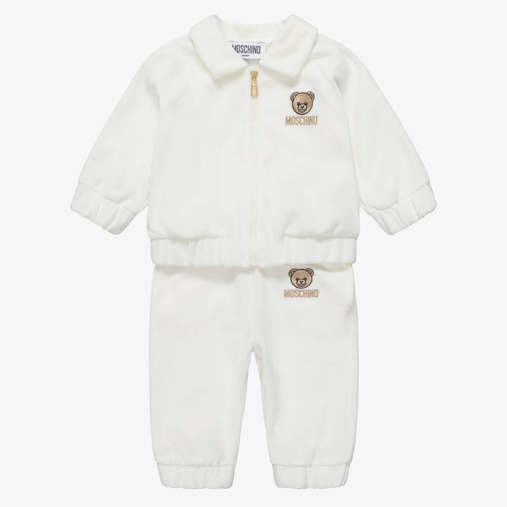 Moschino-Ivory Teddy Bear Velour Tracksuit | Childrensalon