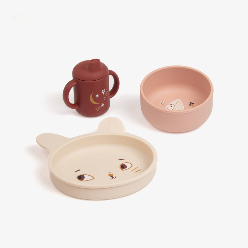 Moulin Roty-Beige & Pink Tableware Set (Set of 3) | Childrensalon
