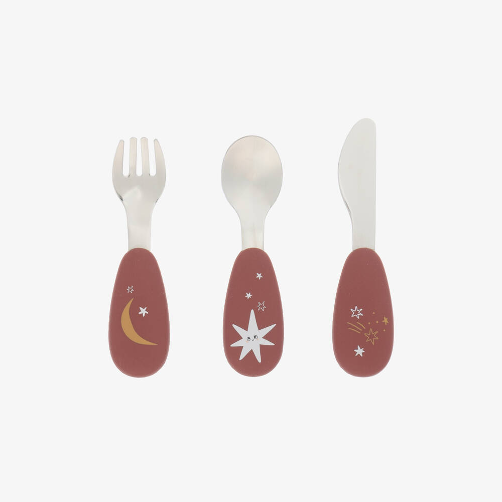 Moulin Roty-Red Moon & Star Cutlery Set | Childrensalon