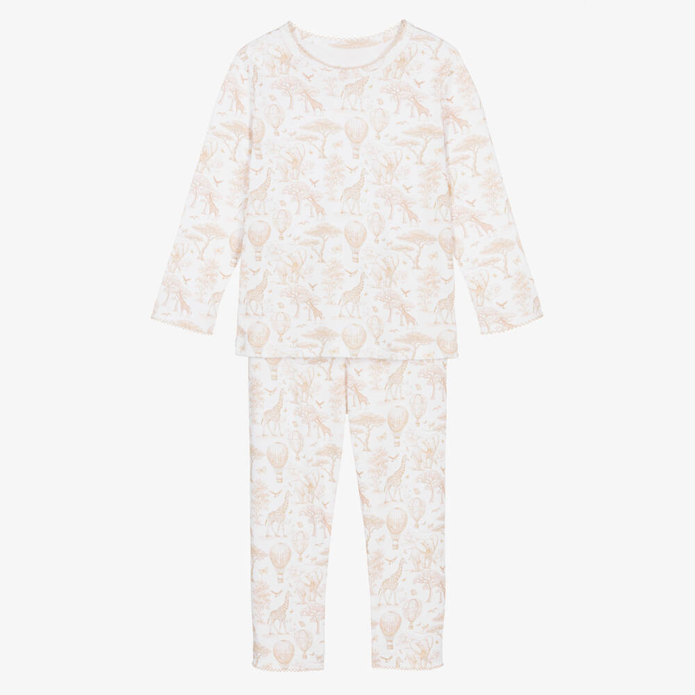 My Little Pie-Beige Supima Toile de Juoy Pyjamas with African Animals Print | Childrensalon