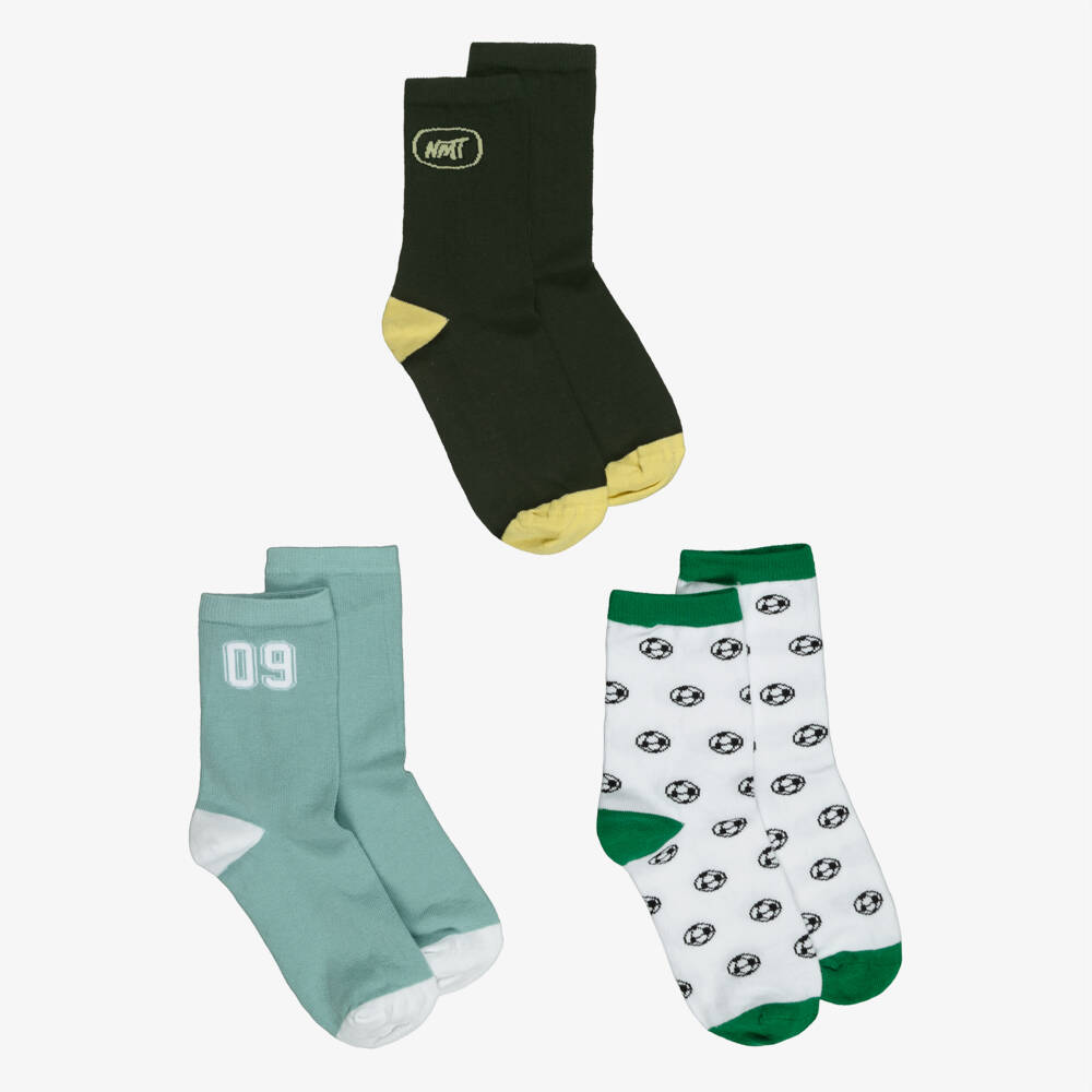 NAME IT-Boys Green & Black Sporty Ankle Socks (3 Pack) | Childrensalon