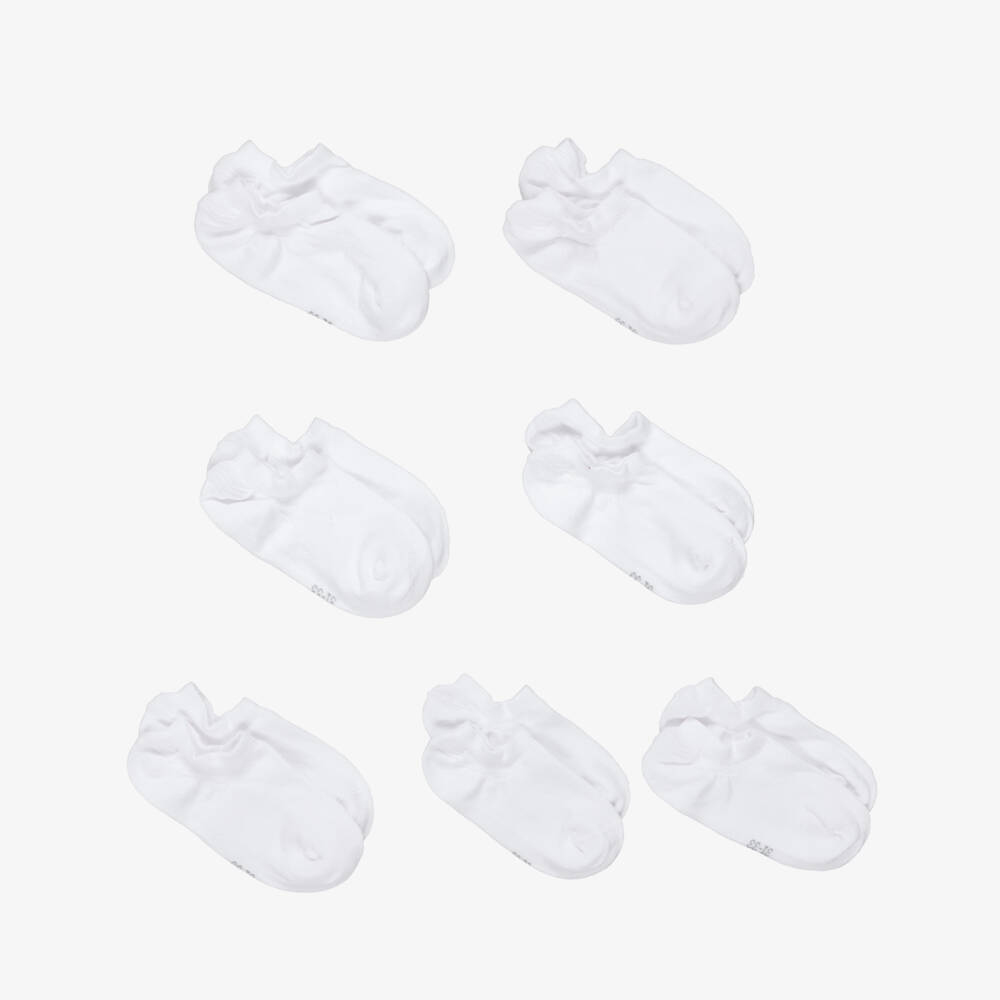NAME IT-White Cotton Trainer Socks (7 Pack) | Childrensalon