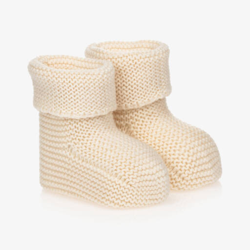 NaturaPura-Ivory Organic Cotton Knitted Booties | Childrensalon