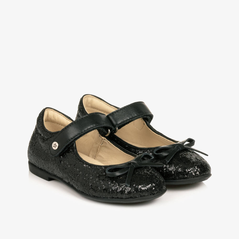 Naturino-Girls Glittery Black Velcro Shoes | Childrensalon